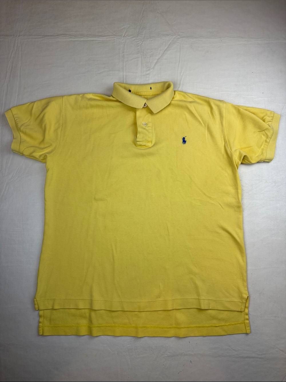 Ralph Lauren Men's Yellow Short Sleeve Polo Navy Pony Size Small